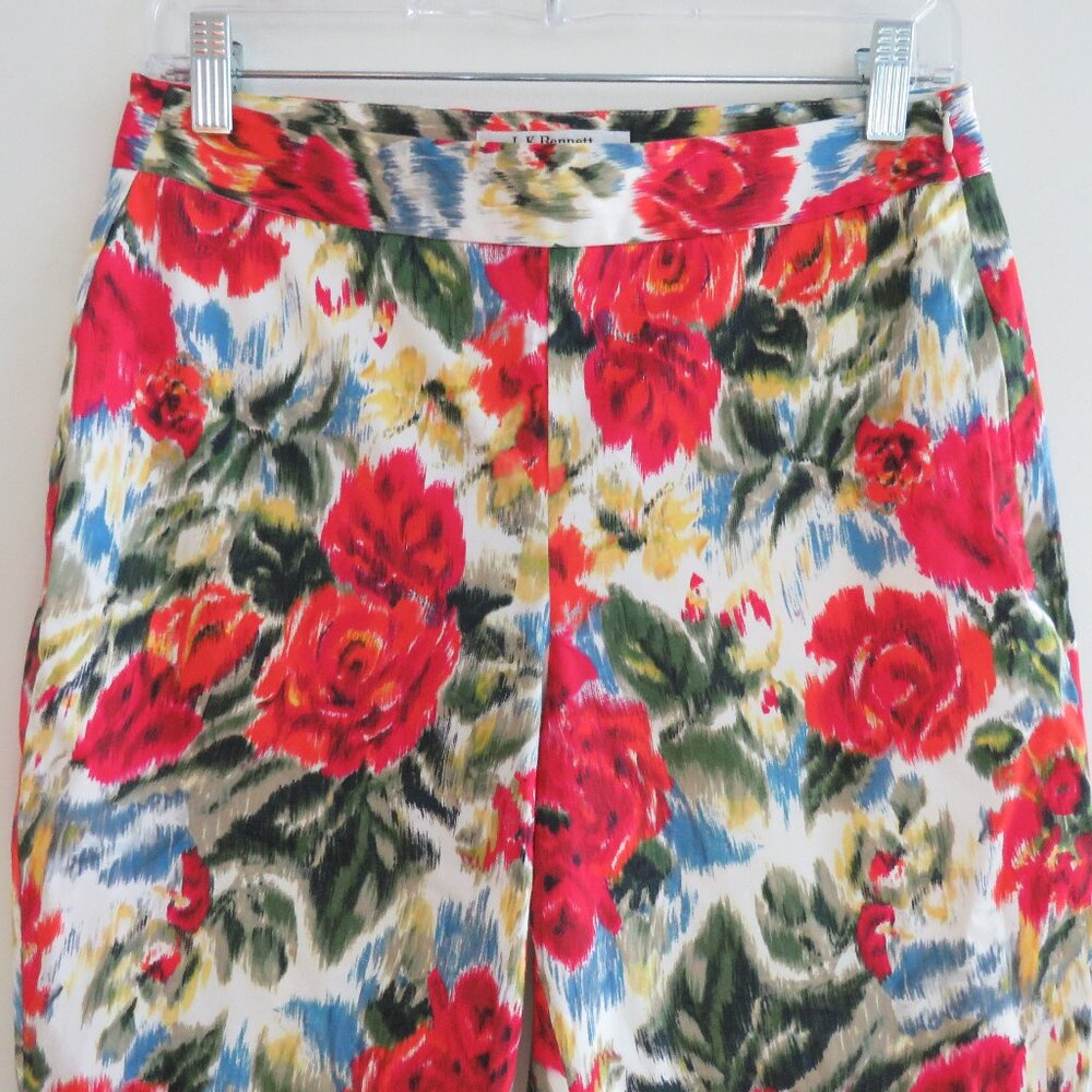 L.K. BENNETT TR Issie Bright Floral Cottagecore Capri Cropped Pants - Size US 4 - Picture 2 of 13